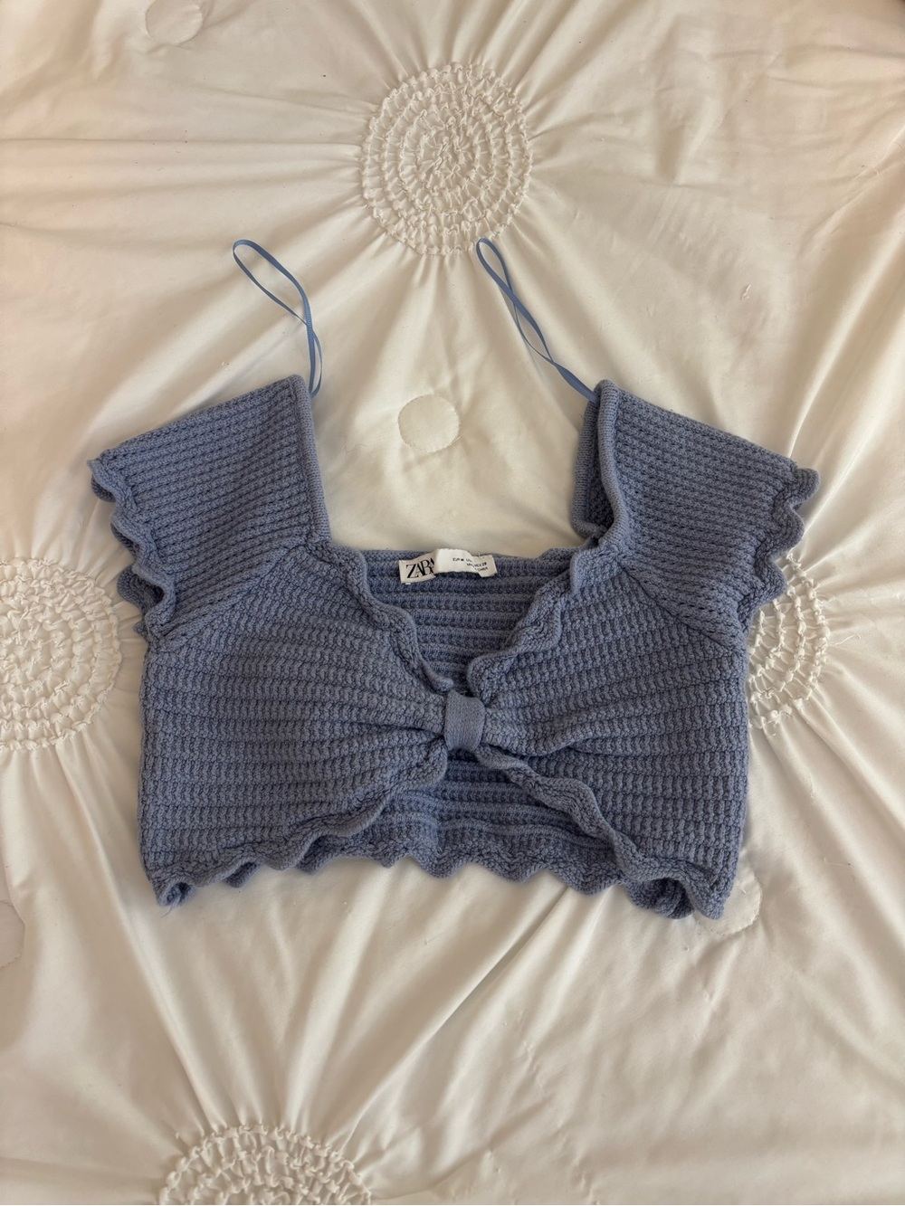 Zara Lavender Knit Tie-Front Crop Top